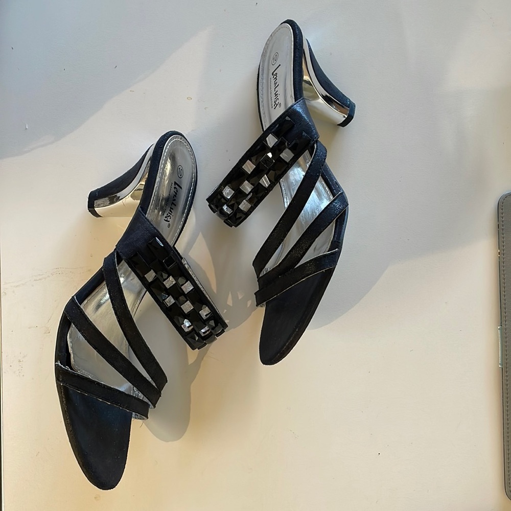 Faux Jet Beaded Heels